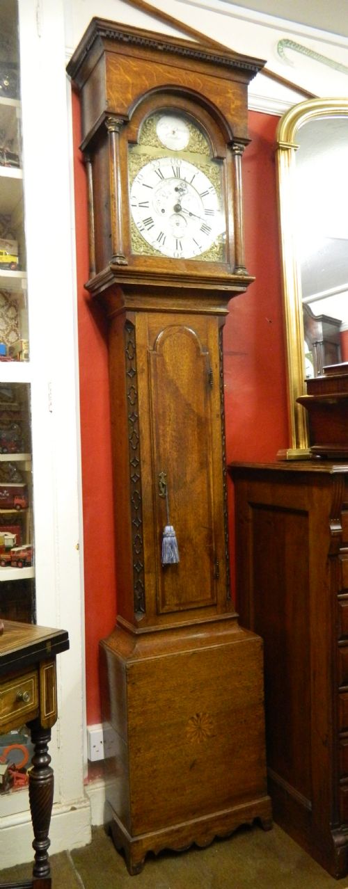 Brass Face 8 Day Oak Grandfather Clock