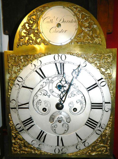 fig 1. brass face 8 day oak grandfather clock