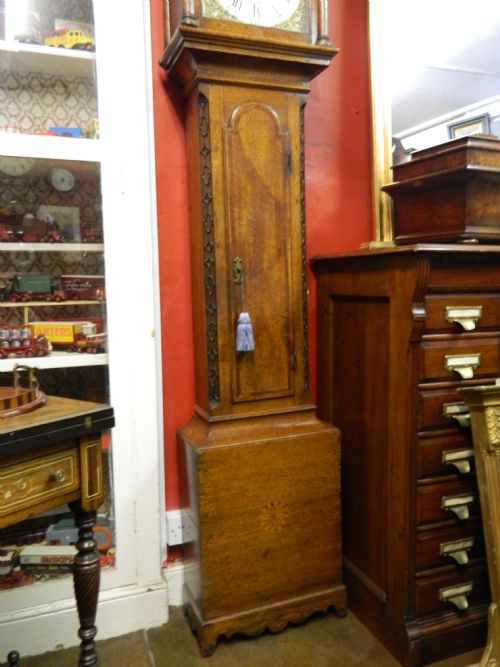 fig 2. brass face 8 day oak grandfather clock