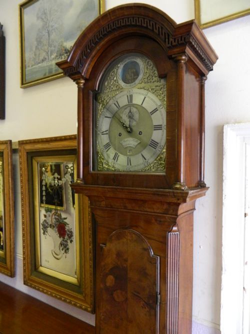 fig 1. walnut 8 day rocking ship grandfather clock