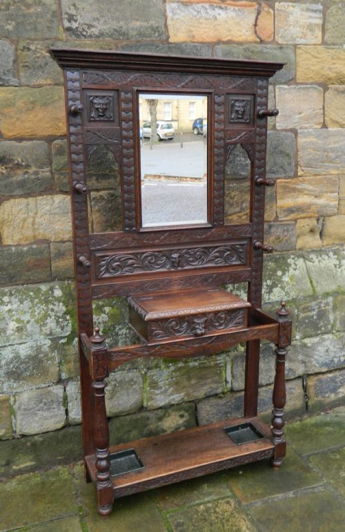 Carved Oak Green Man Hall Stand