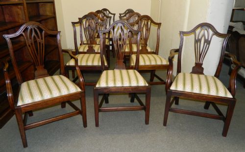 Set of 12 Chippendale Period Dining Chairs