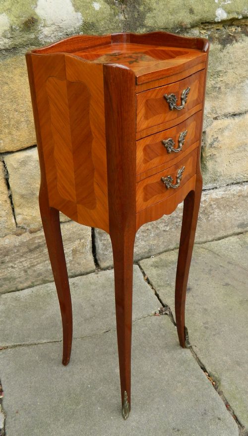 fig 1. pair of narrow marquetry bedside cabinets
