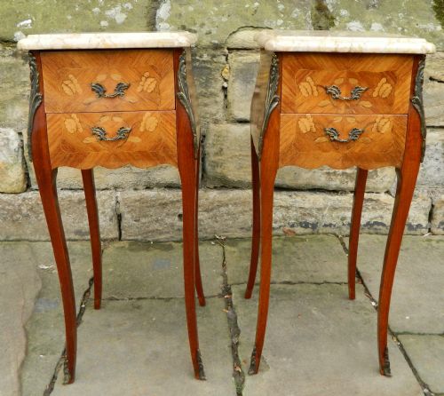 Pair of Marquetry Bedside Cabinets