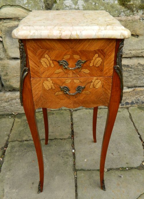 fig 1. pair of marquetry bedside cabinets