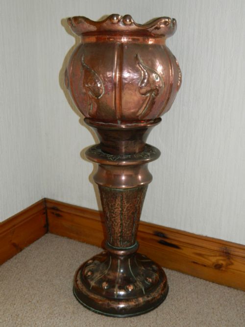 Arts & Crafts Copper Jardiniere on Stand