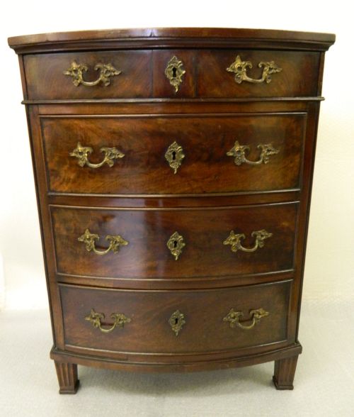 fig 1. small mahogany bowfront chest of drawers