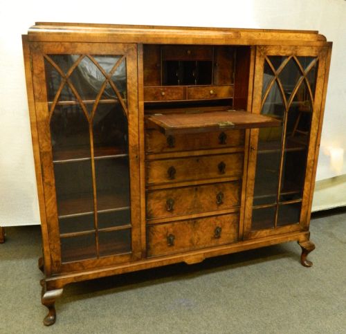 Art Deco Walnut Bureau Cabinet