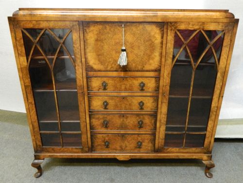 fig 1. art deco walnut bureau cabinet