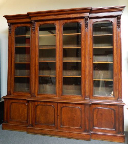 fig 1. large mahogany breakfront bookcase