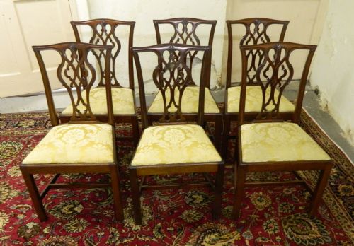 Set of Six Mahogany Chippendale Style Dining Chairs