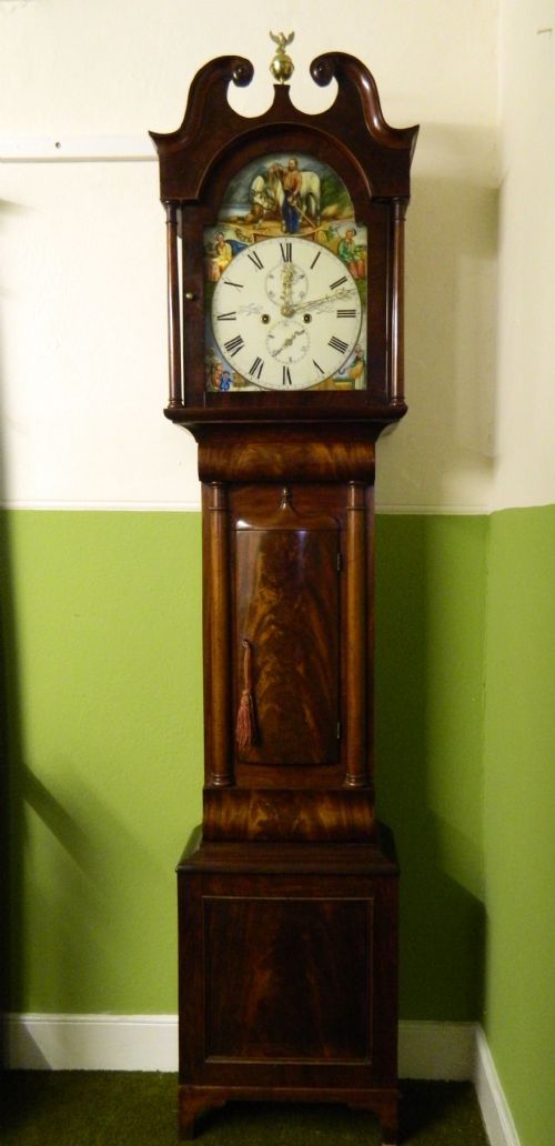 Mahogany Painted Face 8 Day Grandfather Clock
