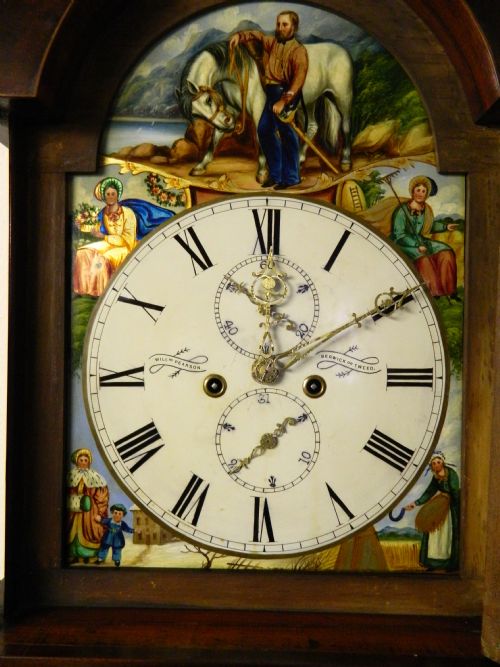 fig 1. mahogany painted face 8 day grandfather clock