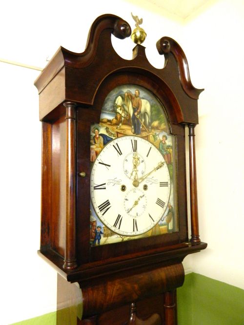 fig 2. mahogany painted face 8 day grandfather clock