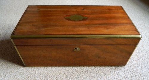 Large Mahogany Campaign Writing Box by Mappin Bros