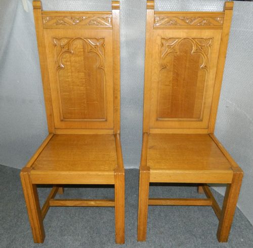 Pair of Oak Hall Chairs
