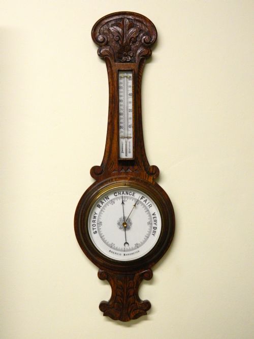 Carved Oak Barometer