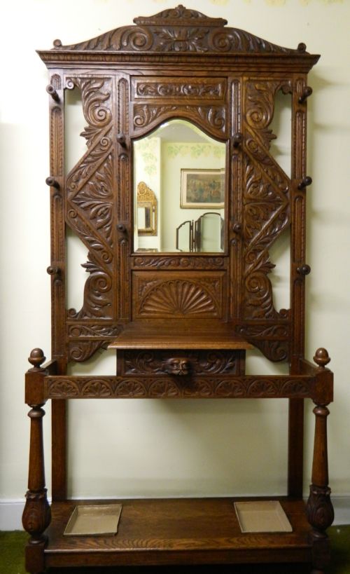 Carved Oak Green Man Hall Stand