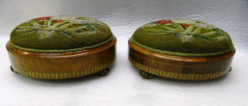 Pair of Tapestry Work Foot Stools