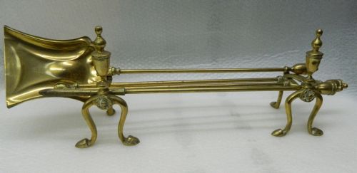 Brass Andirons with Set of Fire Tools