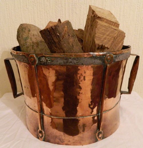 Arts & Crafts Copper Log Bin