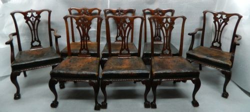 Set of Eight Chippendale Style Mahogany Dining Chairs