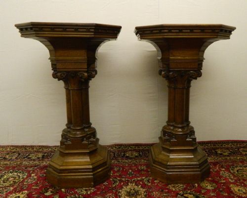 fig 1. rare pair of tall oak columns