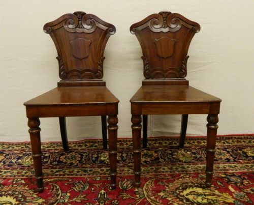 Pair of William IV Mahogany Hall Chairs