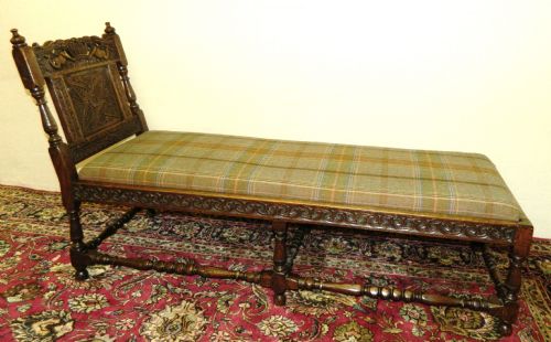 Carved Oak Day Bed