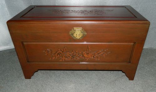 Oriental Carved Camphor Wood Trunk