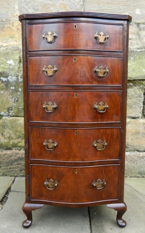 Narrow Mahogany Serpentine Chest of Drawers