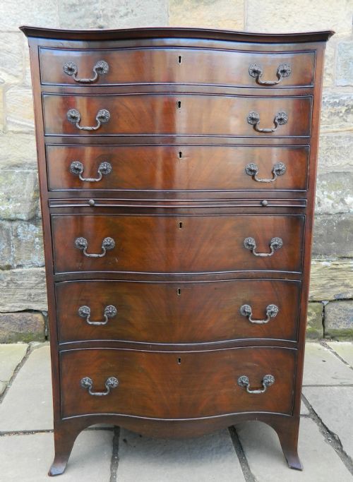 Tall Mahogany Serpentine Chest of Drawers