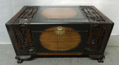 Oriental Carved Camphor Wood Trunk