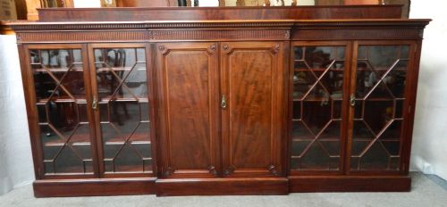 Large Mahogany Breakfront Bookcase
