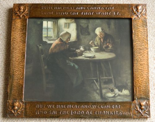 Arts & Crafts Copper Frame with Robert Burns Verse