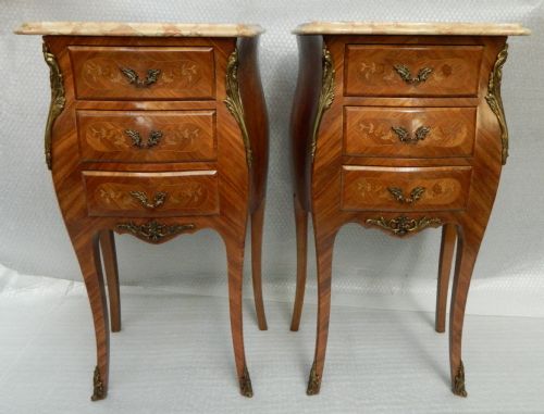 Pair of  Marquetry Bedside Cabinets