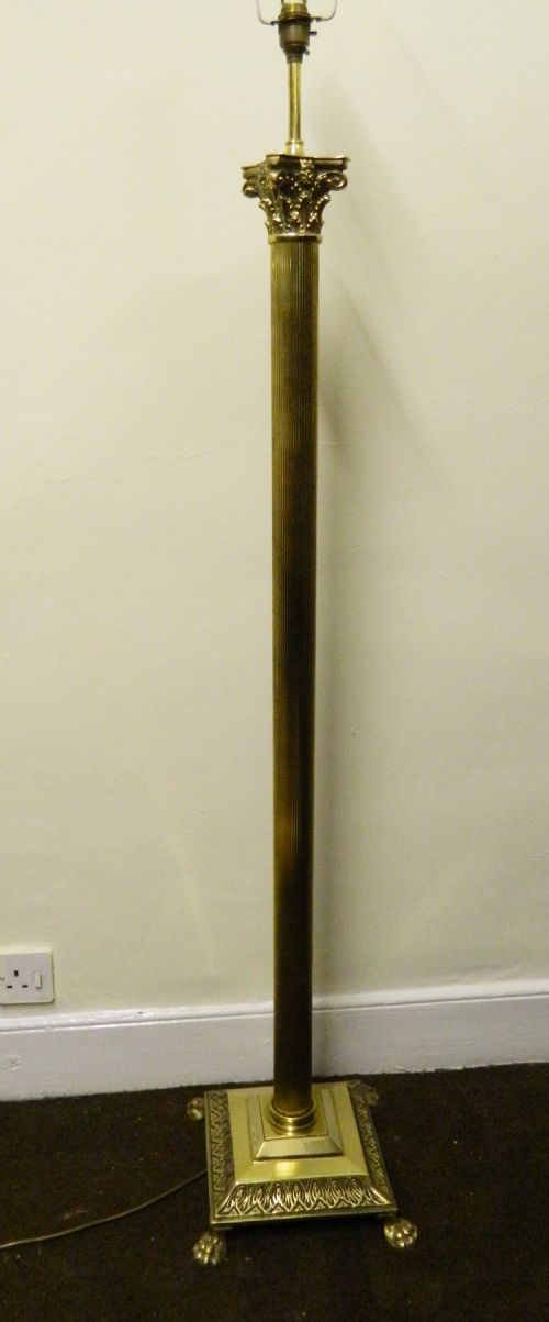 Brass Corinthian Column Standard Lamp