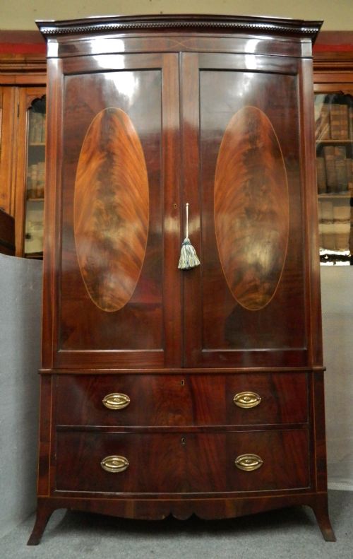 Mahogany Bow Front Linen Press