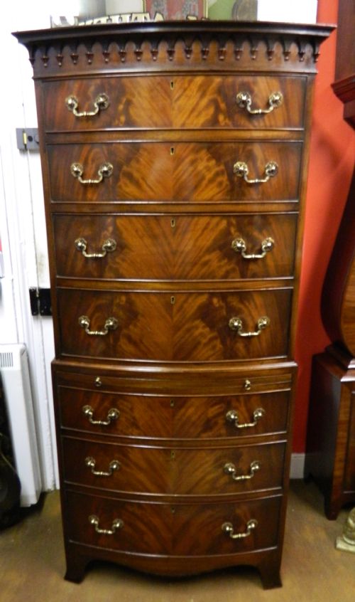 Mahogany Bowfront Chest on Chest