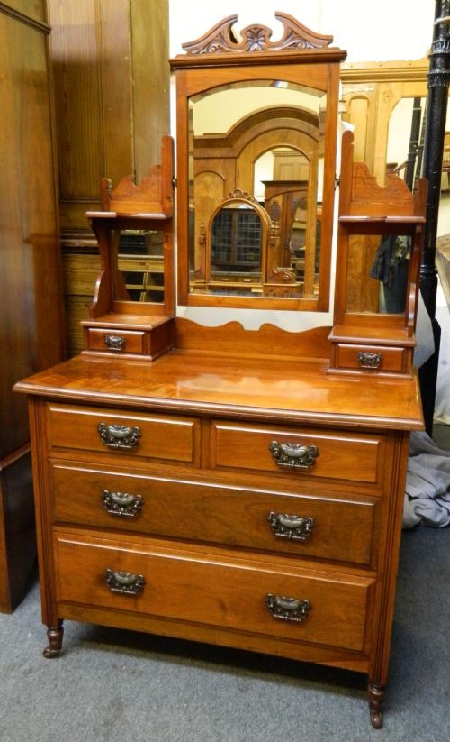 fig 2. art nouveau walnut wardrobe & dressing table