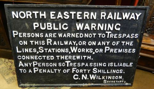 North East Railways Large Cast Iron Sign