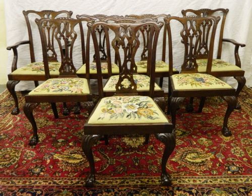 Set of 8 Chippendale Style Dining Chairs
