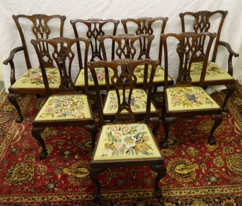 fig 1. set of 8 chippendale style dining chairs