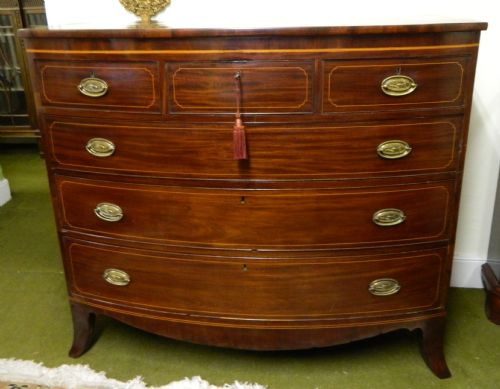 Georgian Inlaid Mahogany Bow Front Chest of Drawers