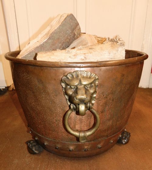 Large Copper Log Bin / Jardiniere