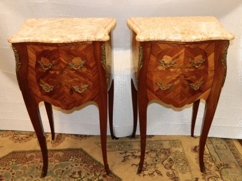 Pair of Marquetry Bedside Cabinets