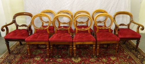 10 Mahogany Balloon Back Dining Chairs