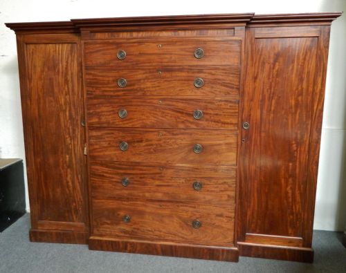 Mahogany Breakfront Combination Wardrobe