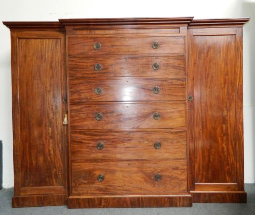 fig 1. mahogany breakfront combination wardrobe