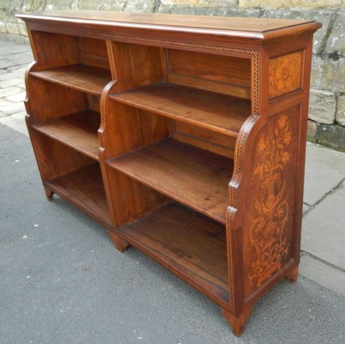 Mahogany Marquetry Waterfall Bookcase
